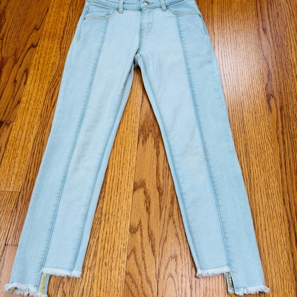 Guess big girls two tone denim blue high low raw hem preppy jeans - Picture 15 of 15